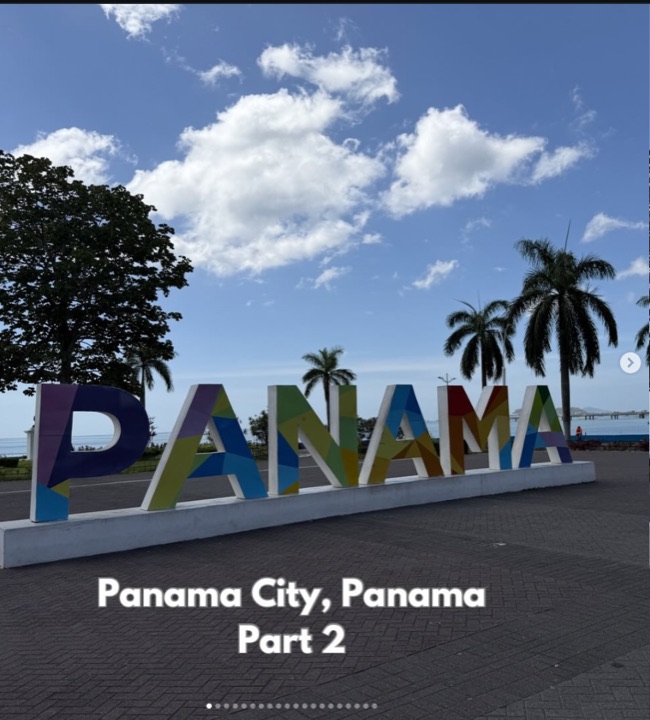 The Panama City sign on the waterfront in Panama