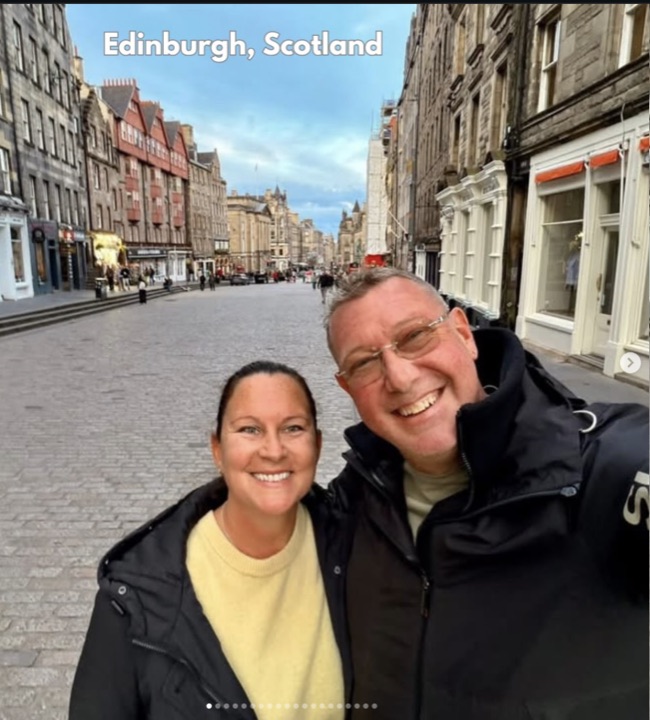 Aaron and Amanda on the Royal Mile in Edinburgh, Scotland