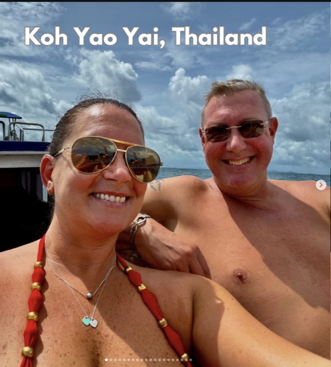 Aaron and Amanda on a boat off Koh Yao Yai, Thailand