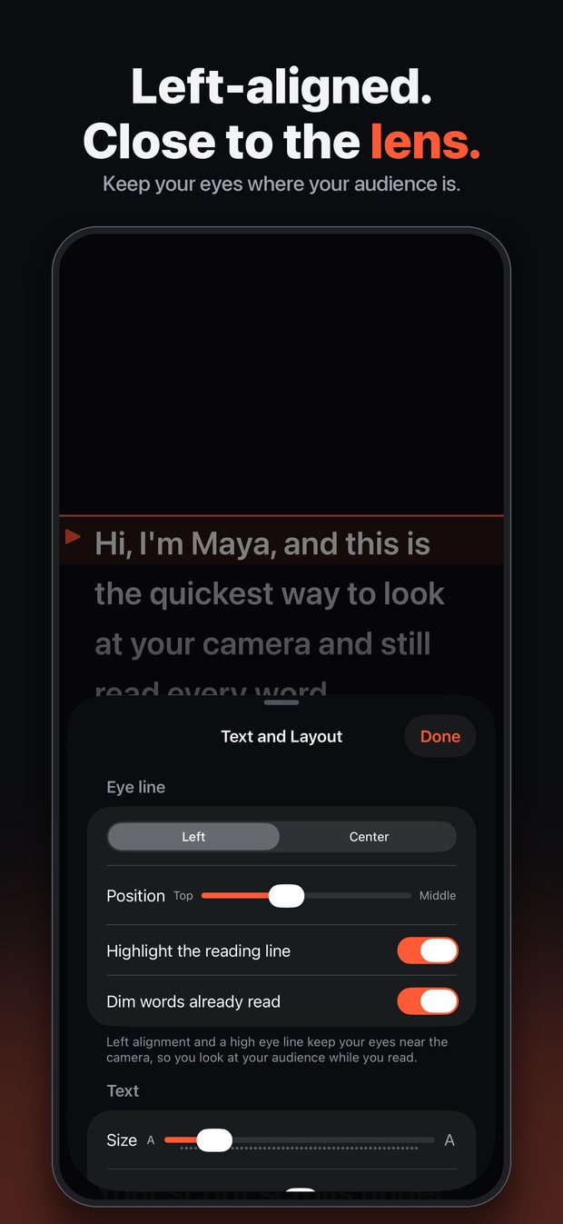 Text and layout settings with left alignment