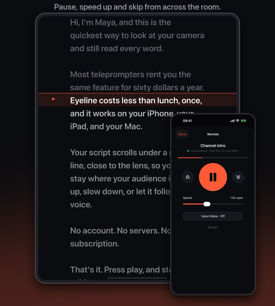 iPad prompter with an iPhone remote